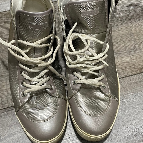 Gucci Silver Monogram Women's High Top Sneakers